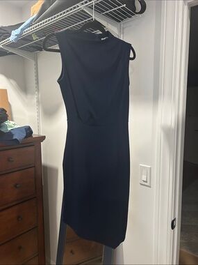 Sleeveless Navy Midi Sheath Dress